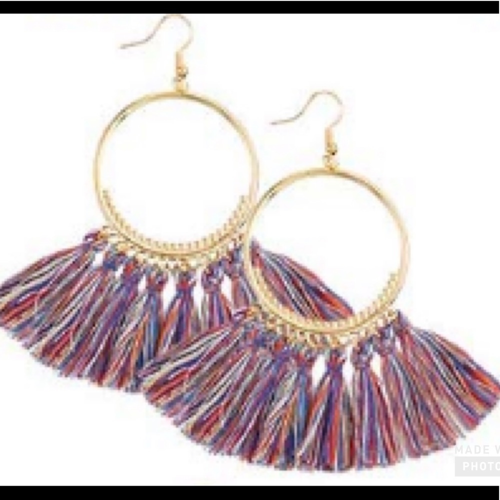 Multi color tassel hoops